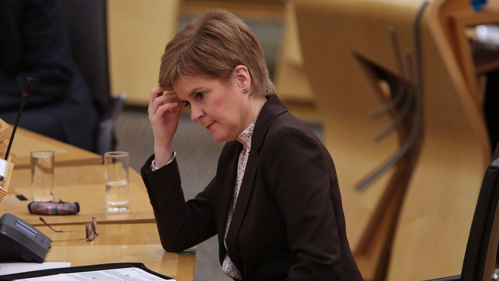 EDINBURGH, SCOTLAND - JANUARY 04: Scottish First Minister, Nicola Sturgeon updates MSPs on any changes to the Covid-19 restrictions in Scotland at the Scottish Parliament on January 4, 2021 in Edinburgh, Scotland. (Photo by Fraser Bremner -Pool/Getty Images)