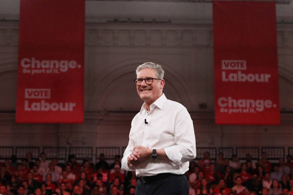 LONDON, ENGLAND - JUNE 29: Labour leader Sir Keir Starmer talks at a campaign event on June 29, 2024 in London, England. With less than a week to go before the UK General Election all the main political are out in force this weekend campaigning for votes. (Photo by Alishia Abodunde/Getty Images)