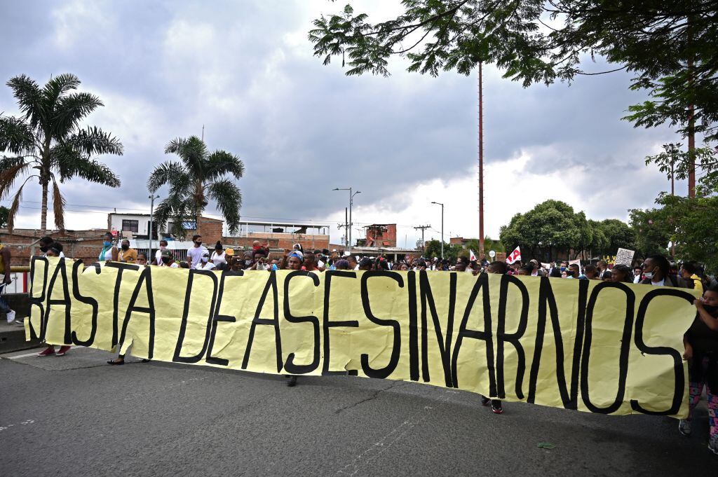 Protesta en contra de los asesinatos en Cali