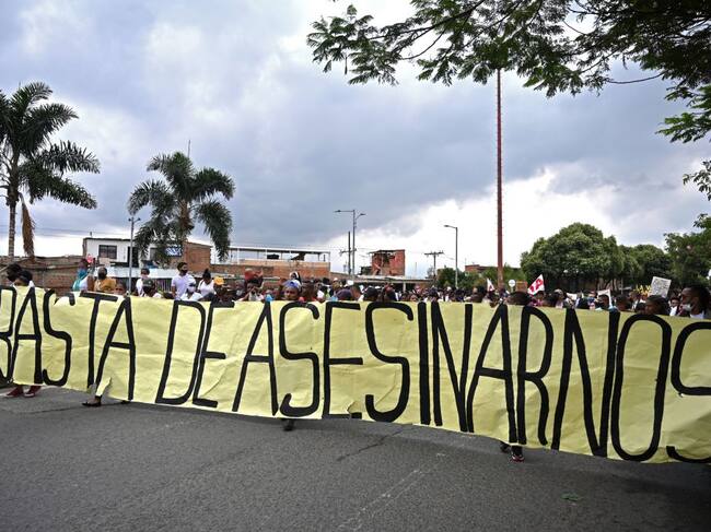 Protesta en contra de los asesinatos en Cali