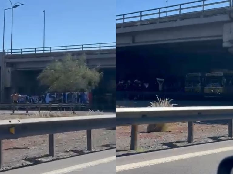 Captan a hinchas de Colo Colo bloqueando pista de Américo Vespucio rumbo al Superclásico