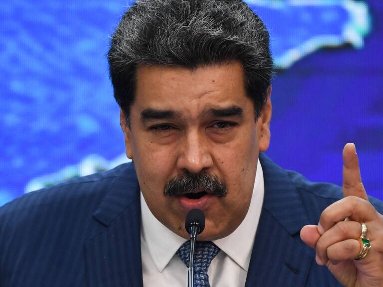 Venezuelan President Nicolas Maduro speaks during a press conference with international media correspondents at the Miraflores Presidential Palace in Caracas, on August 16, 2021. - Maduro announced that he will propose the "opening of direct dialogue" with the United States government, after breaking relations two years ago, within the negotiation process that he maintains with the Venezuelan opposition in Mexico. (Photo by Federico PARRA / AFP) (Photo by FEDERICO PARRA/AFP via Getty Images)