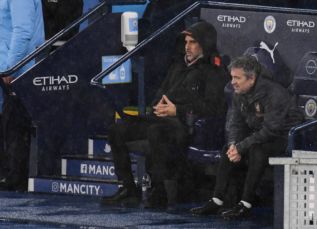 Josep Guardiola en el partido ante Newcastle United