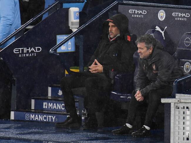 Josep Guardiola en el partido ante Newcastle United