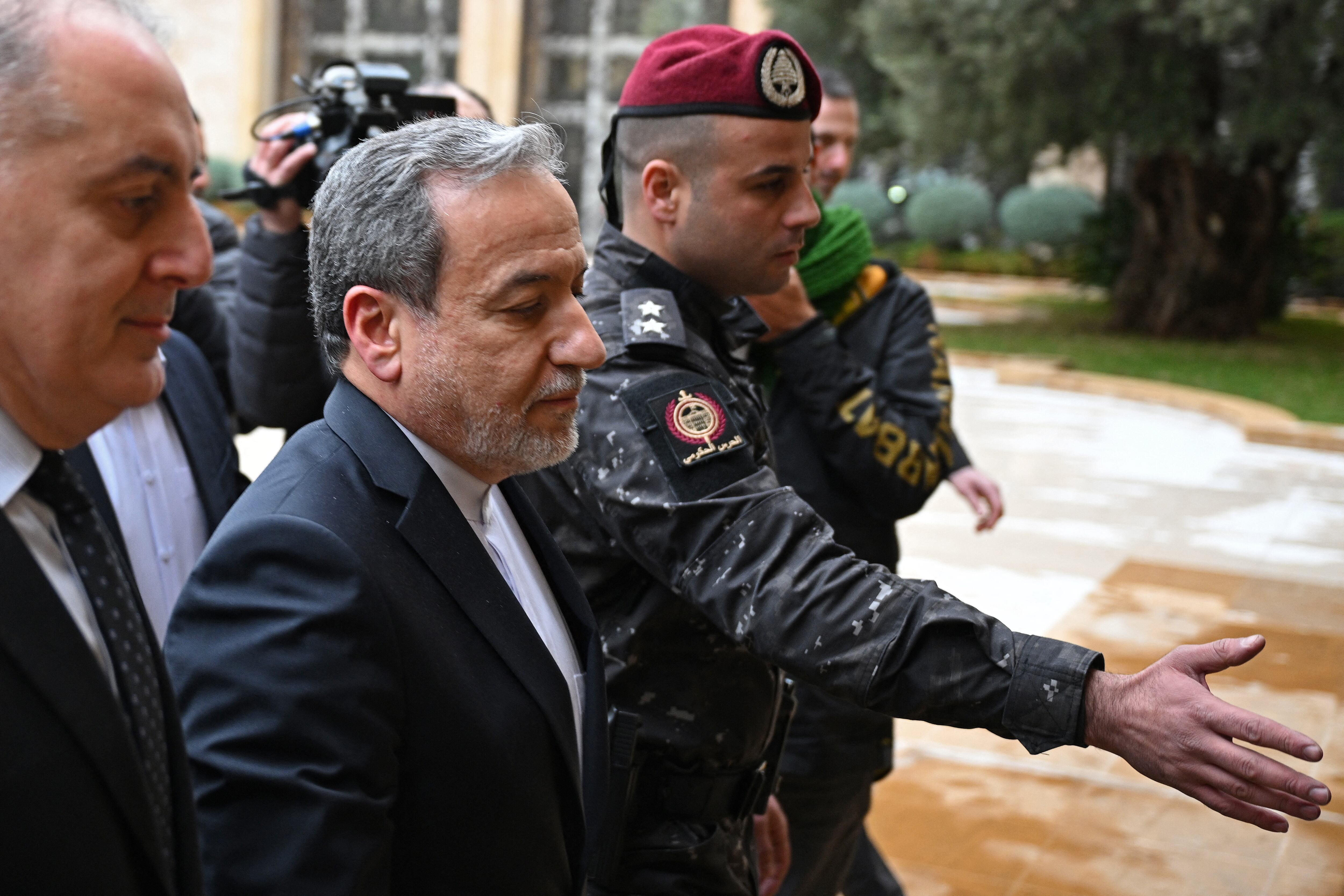 Iranian Foreign Minister Abbas Araghchi (C) January 9, 2026. (Photo by JOSEPH EID / AFP via Getty Images)