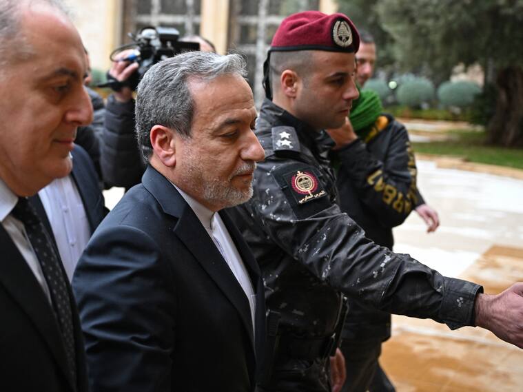 Iranian Foreign Minister Abbas Araghchi (C) January 9, 2026. (Photo by JOSEPH EID / AFP via Getty Images)