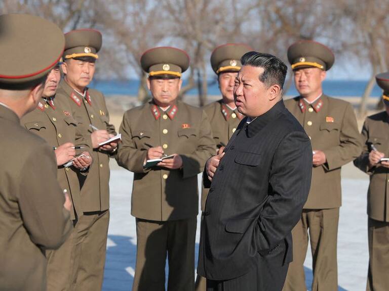 This undated handout picture released from North Korea's official Korean Central News Agency (KCNA) on April 17, 2022 shows North Korean leader Kim Jong Un as he observes the test-fire of a new-type tactical guided weapon in North Korea. - North Korea has test-fired a new weapons system, under the supervision of leader Kim Jong Un, that it claims will boost the efficiency of its tactical nuclear weapons, state media said early April 17, 2022. - South Korea OUT - XGTY / ---EDITORS NOTE--- RESTRICTED TO EDITORIAL USE - MANDATORY CREDIT "AFP PHOTO/KCNA VIA KNS" - NO MARKETING NO ADVERTISING CAMPAIGNS - DISTRIBUTED AS A SERVICE TO CLIENTS / THIS PICTURE WAS MADE AVAILABLE BY A THIRD PARTY. AFP CAN NOT INDEPENDENTLY VERIFY THE AUTHENTICITY, LOCATION, DATE AND CONTENT OF THIS IMAGE --- (Photo by KCNA VIA KNS / AFP) / South Korea OUT - XGTY / ---EDITORS NOTE--- RESTRICTED TO EDITORIAL USE - MANDATORY CREDIT "AFP PHOTO/KCNA VIA KNS" - NO MARKETING NO ADVERTISING CAMPAIGNS - DISTRIBUTED AS A SERVICE TO CLIENTS / THIS PICTURE WAS MADE AVAILABLE BY A THIRD PARTY. AFP CAN NOT INDEPENDENTLY VERIFY THE AUTHENTICITY, LOCATION, DATE AND CONTENT OF THIS IMAGE --- / South Korea OUT - XGTY / ---EDITORS NOTE--- RESTRICTED TO EDITORIAL USE - MANDATORY CREDIT "AFP PHOTO/KCNA VIA KNS" - NO MARKETING NO ADVERTISING CAMPAIGNS - DISTRIBUTED AS A SERVICE TO CLIENTS / THIS PICTURE WAS MADE AVAILABLE BY A THIRD PARTY. AFP CAN NOT INDEPENDENTLY VERIFY THE AUTHENTICITY, LOCATION, DATE AND CONTENT OF THIS IMAGE --- (Photo by STR/KCNA VIA KNS/AFP via Getty Images)