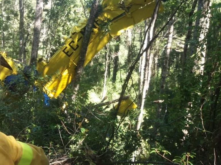 La Araucanía: avioneta que combatía incendios forestales cayó al interior de un fundo en Nueva Imperial