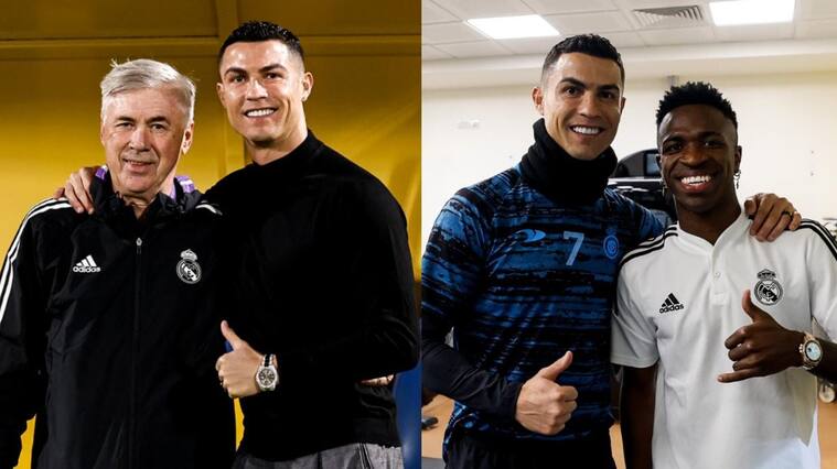 Un emocionado Cristiano Ronaldo se reencuentra con Ancelotti y con el plantel del Real Madrid en Arabia Saudita