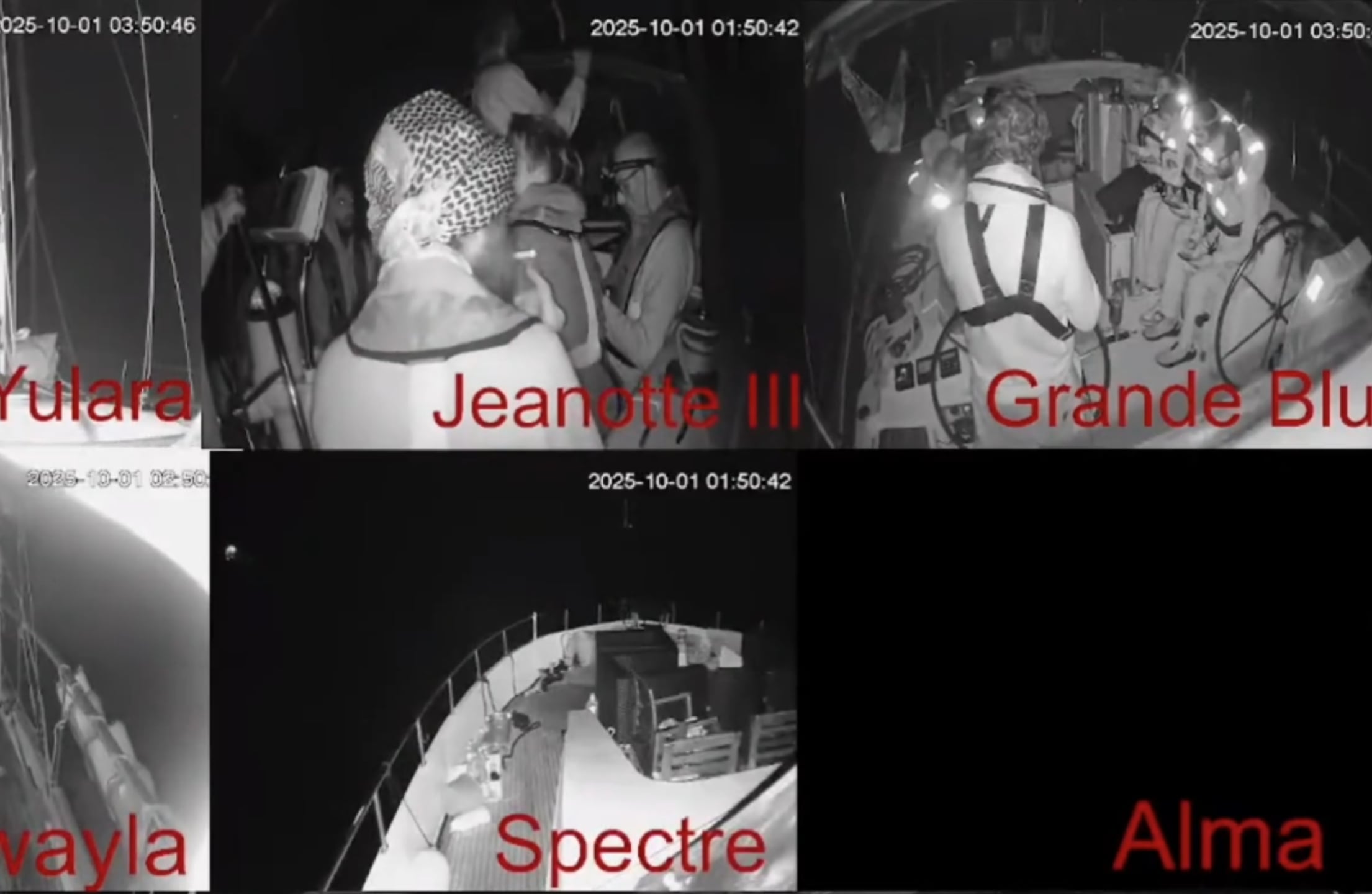 Captura de las cámaras de seguridad de la flotilla Global Sumud