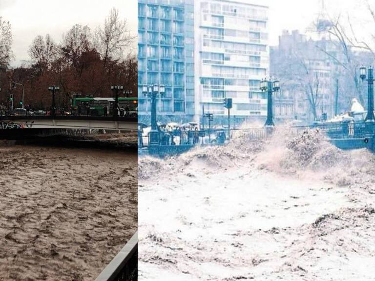 Usuarios de redes sociales comparan fuerte caudal del río Mapocho con desbordamientos del año 1982