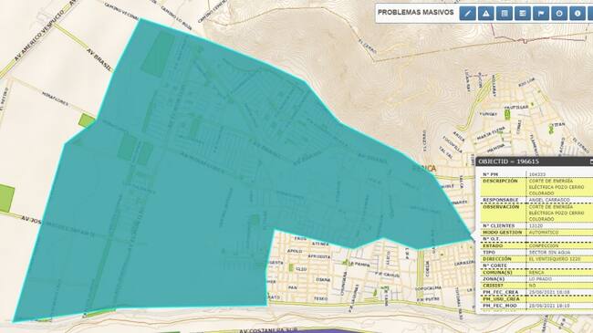Perímetro del corte de agua en Renca