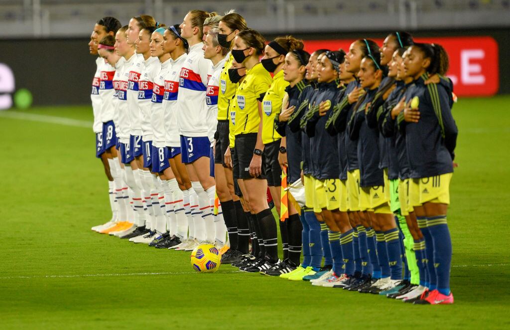Colombia disputando un amistoso ante EEUU en Orlando en enero de 2021