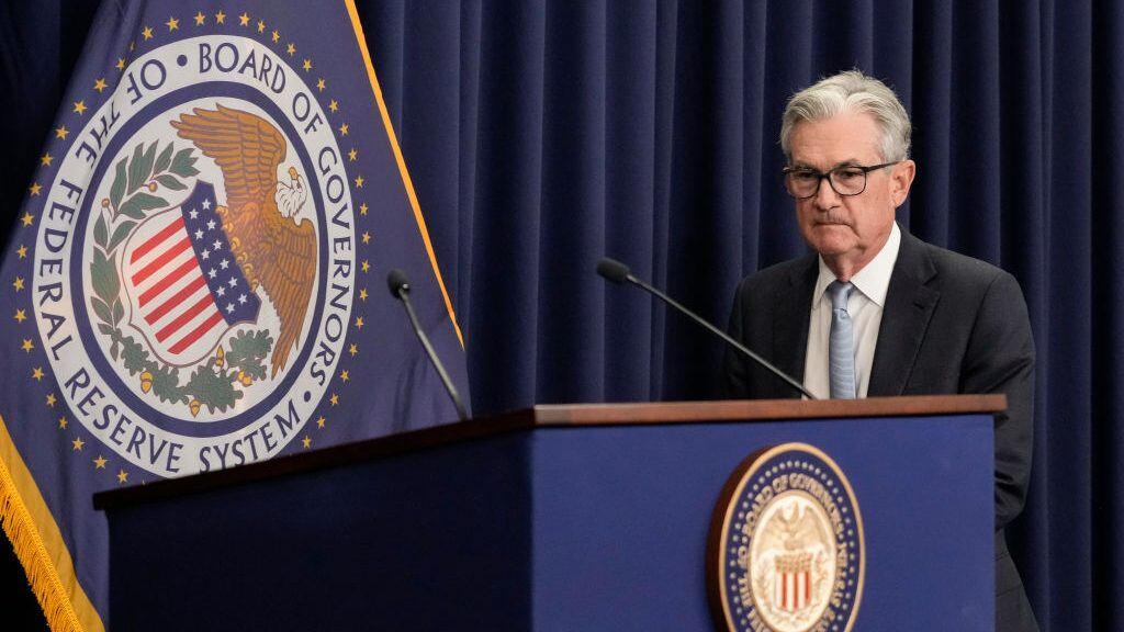WASHINGTON, DC - JUNE 15: U.S. Federal Reserve Board Chairman Jerome Powell arrives to speak during a news conference following a meeting of the Federal Open Market Committee (FOMC) at the headquarters of the Federal Reserve on June 15, 2022 in Washington, DC. Powell announced that the Federal Reserve is raising interest rates by three-quarters of a percentage point, the highest rate hike in 28 years. (Photo by Drew Angerer/Getty Images)