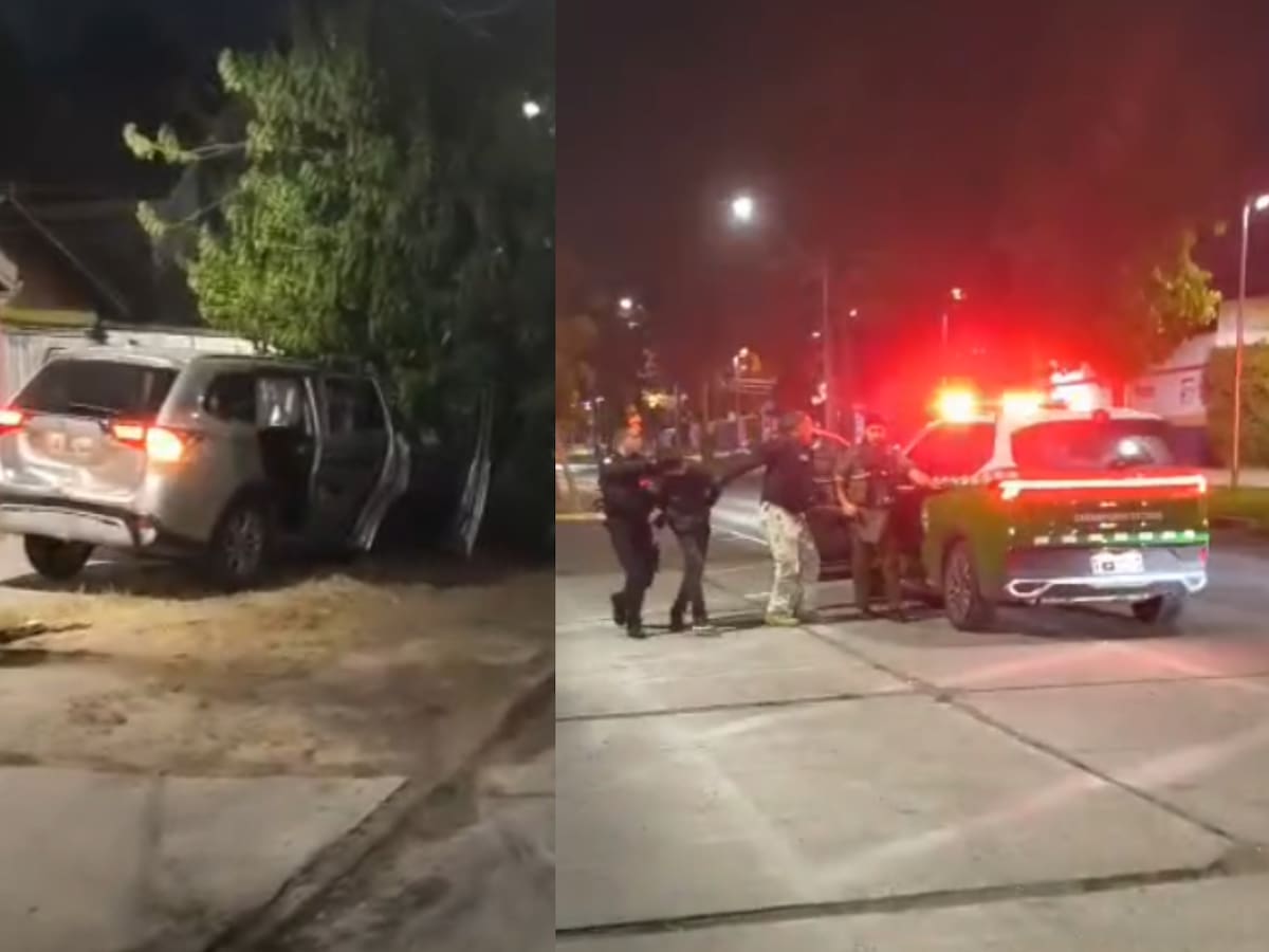 Persecución por auto robado termina con patrulla municipal volcada en La Florida: cuatro detenidos, tres de ellos menores