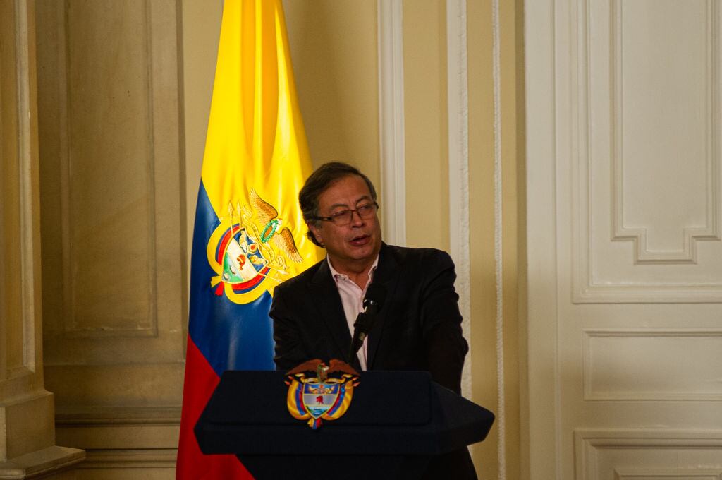 El presidente de Colombia, Gustavo Petro, habla en un acto oficial