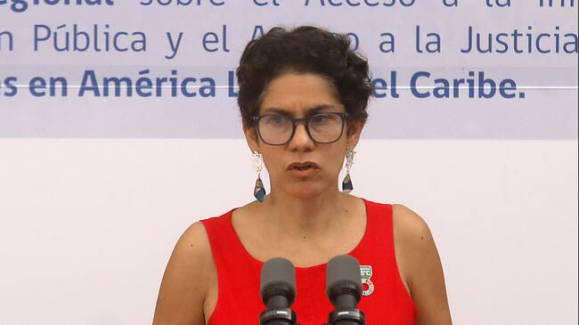 18 de Marzo de 2022/SANTIAGOLa Ministra de Medio Ambiente, Maisa Rojas, durante la firma proyecto de acuerdo para aprobar el Tratado de Escaz.
FOTO:CRISTOBAL ESCOBAR/AGENCIAUNO