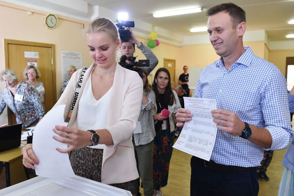 Navalny en una votación de Moscú en 2019