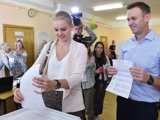 Navalny en una votación de Moscú en 2019