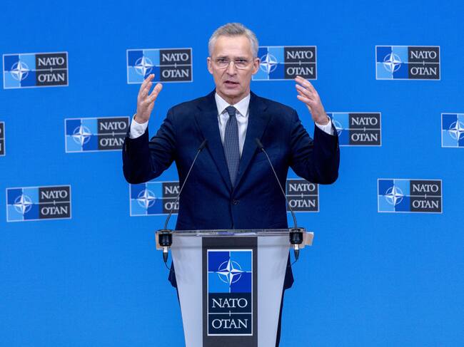 El secretario general de la OTAN, Jens Stoltenberg, habla con los medios de comunicación en la sede del organismo en Bruselas de Bélgica.