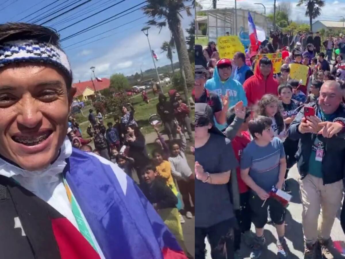 Entre aplausos y una caravana: Hugo Catrileo fue recibido por una multitud en Puerto Saavedra tras brillar en Santiago 2023