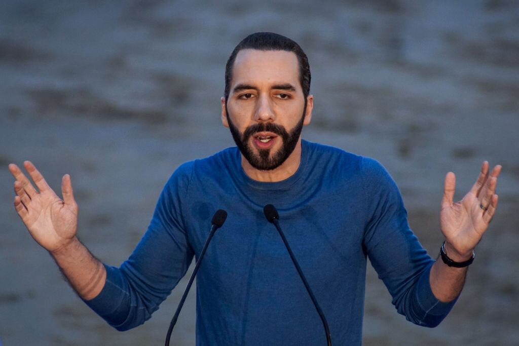 El presidente de El Salvador Nayib Bukele en un acto en San Salvador