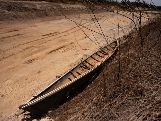 Un río en el Amazonas de Brasil, en la provincia de Manaos, sufre la sequía ante el calentamiento global.