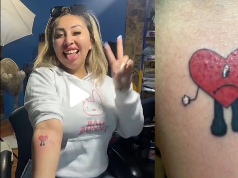 Naya Fácil se tatuó a Bad Bunny antes de su concierto en Chile