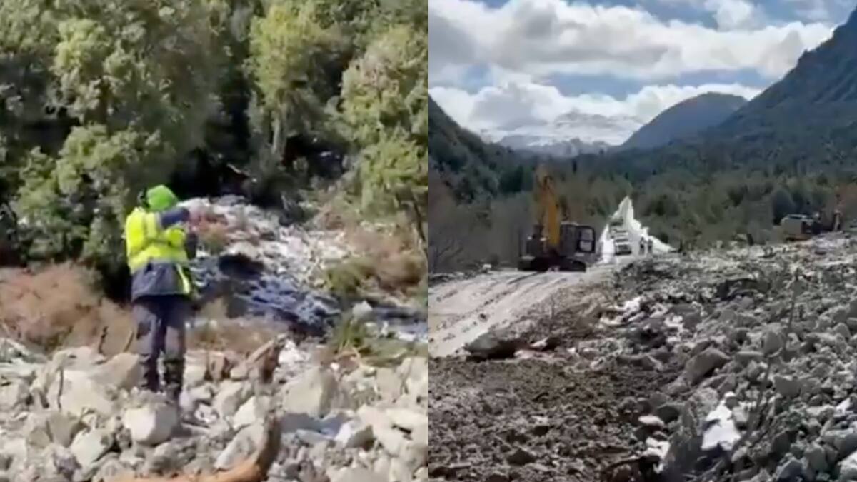 Inspeccionan trabajos en Puente Traihuanca tras deslizamiento que tiene cortada la Ruta 7 en Aysén