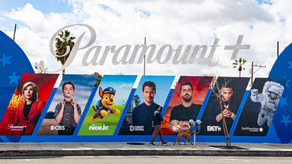 WEST HOLLYWOOD, CA - MARCH 10: General views of the Paramount+ billboard campaign along the Sunset Strip promoting the launch of the new streaming service on March 10, 2021 in West Hollywood, California.  (Photo by AaronP/Bauer-Griffin/GC Images)