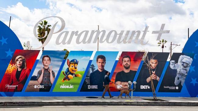 WEST HOLLYWOOD, CA - MARCH 10: General views of the Paramount+ billboard campaign along the Sunset Strip promoting the launch of the new streaming service on March 10, 2021 in West Hollywood, California. (Photo by AaronP/Bauer-Griffin/GC Images)