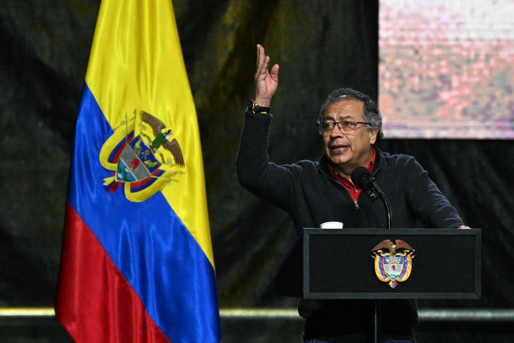 El presidente de Colombia, Gustavo Petro, habla durante la promulgación de una ley en la ciudad de Bogotá