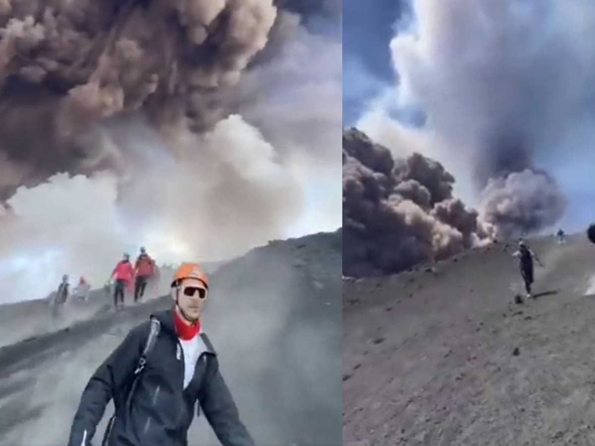 Pánico en el Etna: captan desesperada estampida de turistas tras potente erupción del volcán más activo de Europa