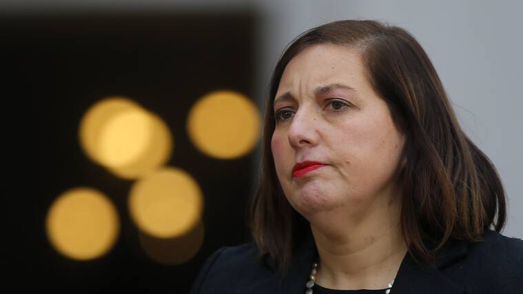 13 de Junio de 2022/SANTIAGO La nueva presidenta del PS, Paulina Vodanovic, al termino del Politico, en el Palacio de la Moneda.
FOTO: CRISTOBAL ESCOBAR/AGENCIAUNO