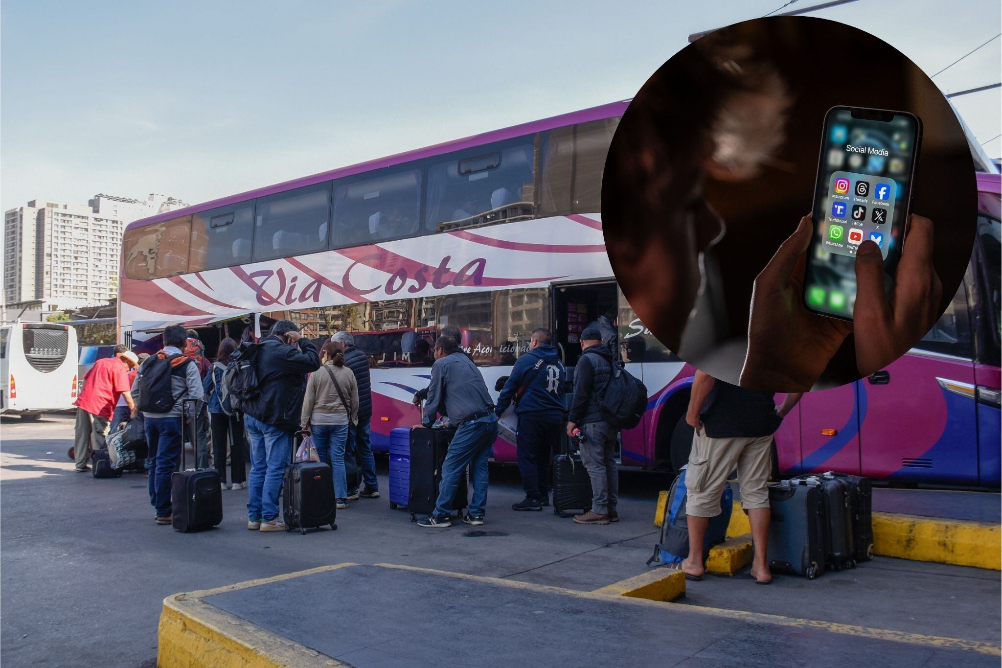 Capitalinos/as llegan hasta el Terminal Sur de Santiago en vísperas del fin de semana largo por Fiestas Patrias.FOTO: VICTOR HUENANTE / AGENCIAUNO
