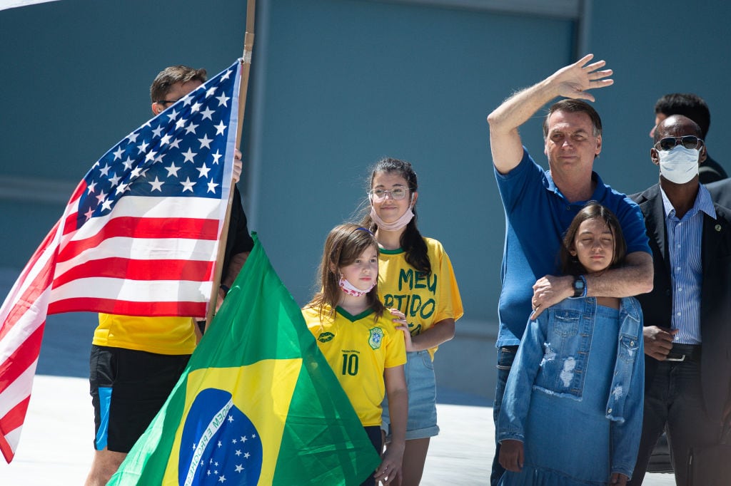El ultraderechista Jair Bolsonaro en manifestación antidemocrática en Brasil