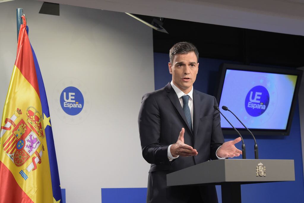 Presidente de España, Pedro Sanchez, durante cita de la UE en Bruselas