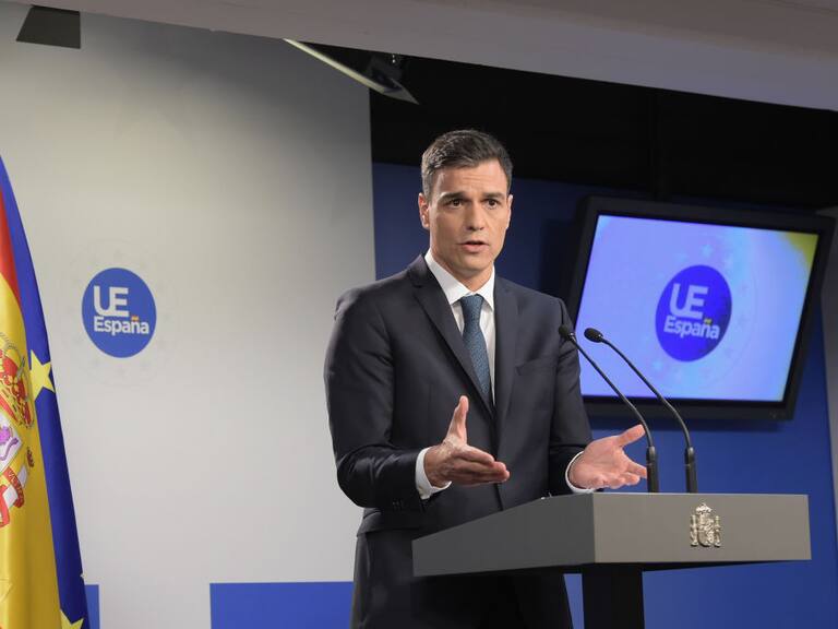 Presidente de España, Pedro Sanchez, durante cita de la UE en Bruselas
