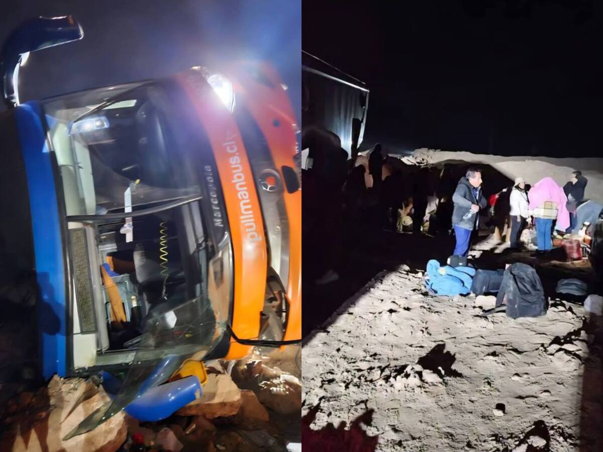 Preocupación en plena carretera: bus que viajaba de Arica a Santiago volcó en la Ruta 5 Norte con 42 pasajeros a bordo