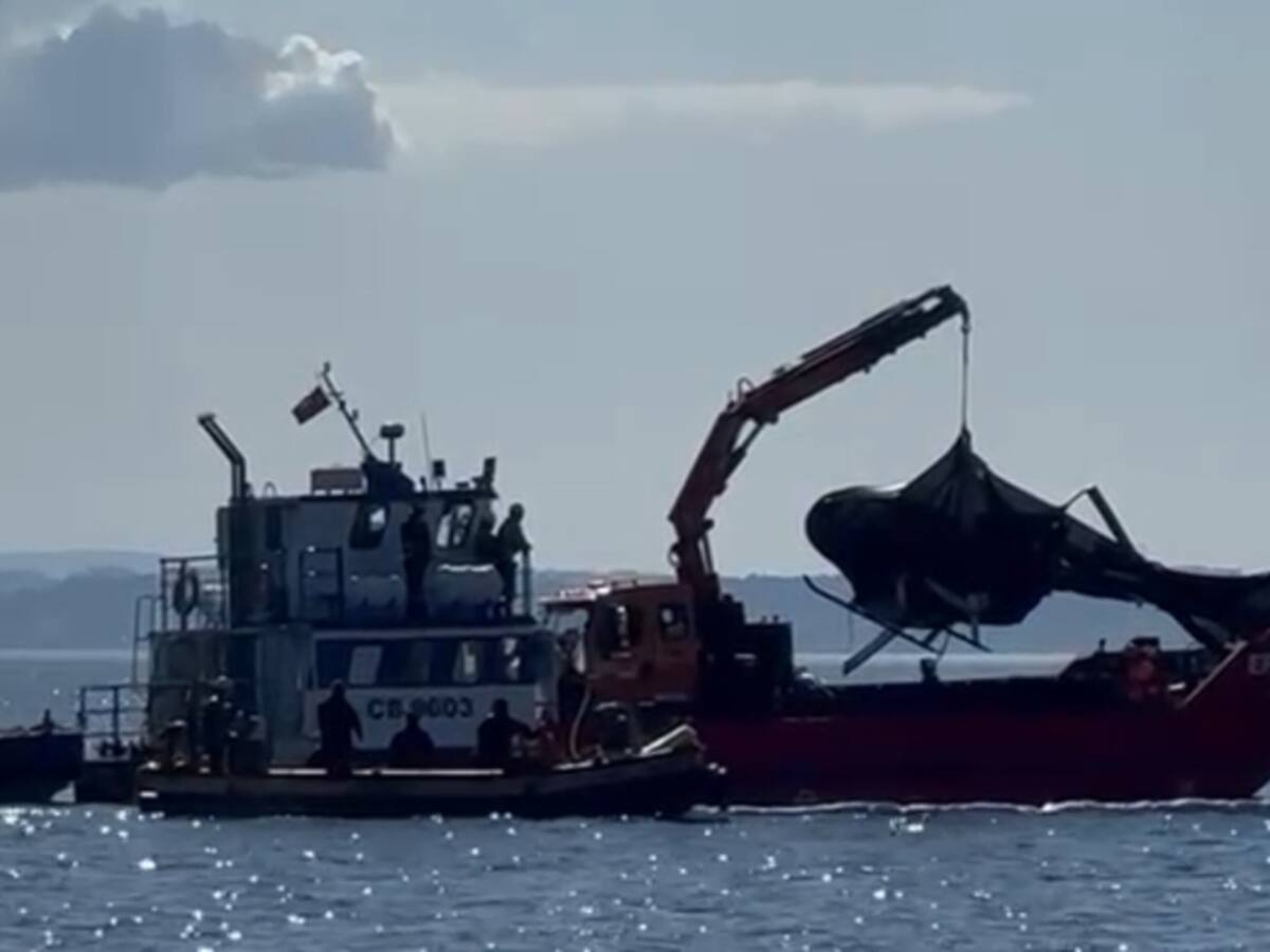 Logran sacar helicóptero que se precipitó en lago Ranco y que terminó con la muerte del expresidente Sebastián Piñera