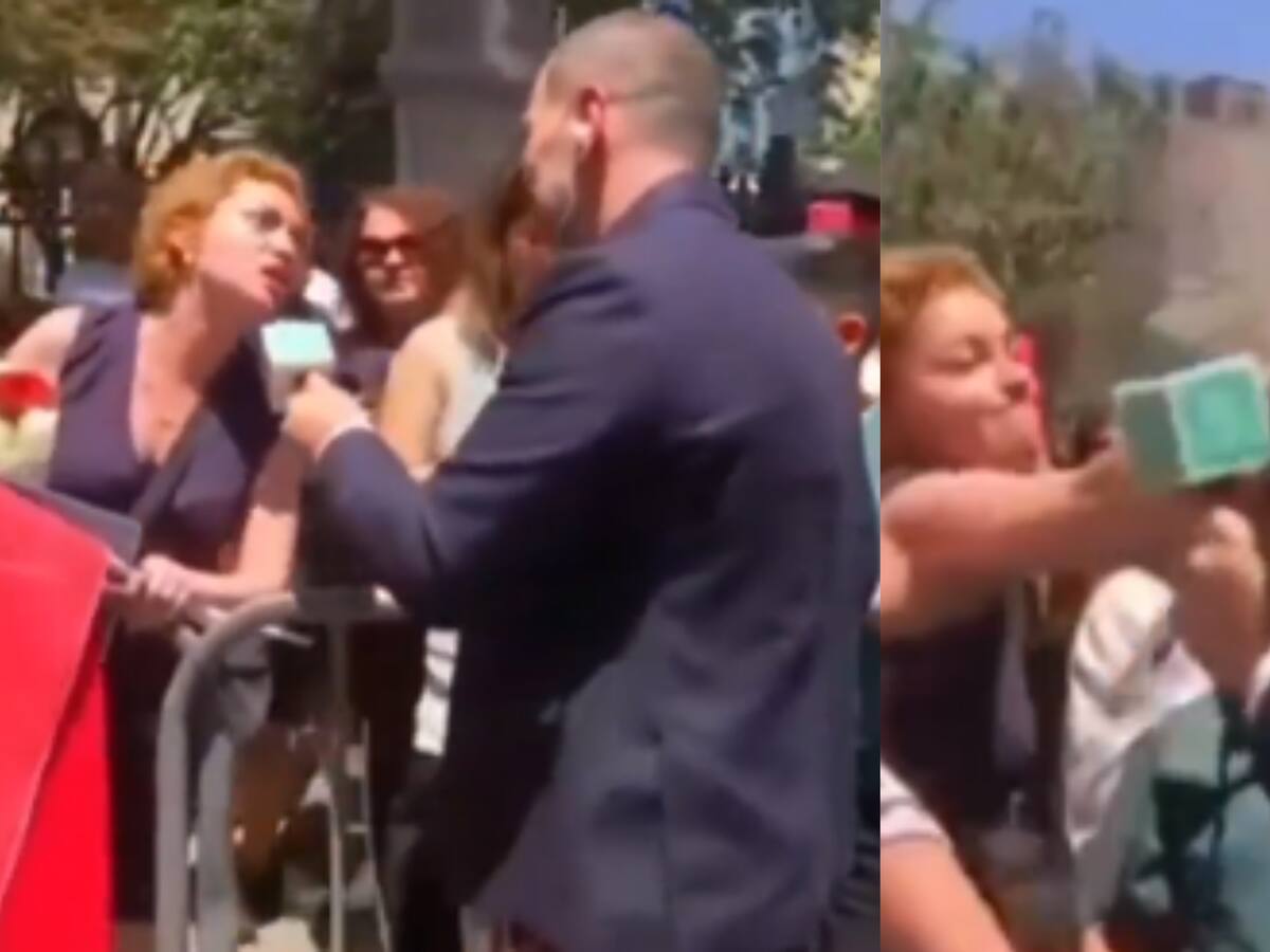 Golpeado con un ramo de flores: así fue el momento en que José Antonio Neme fue agredido por adherente del expresidente Sebastián Piñera