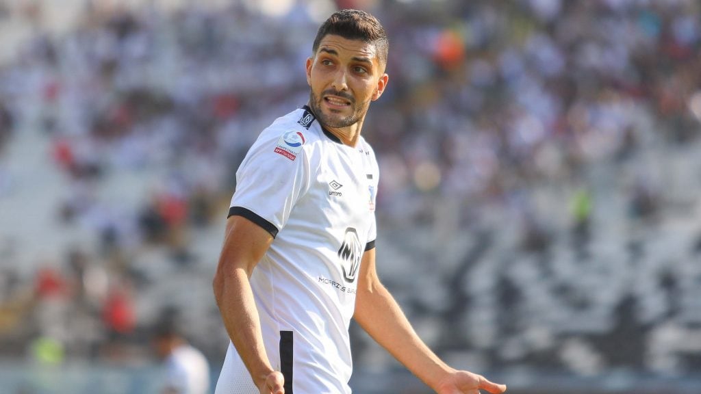 29 de Febrero del 2020/SANTIAGONicolas Blandi (C) reclama ,durante el partido valido por la sexta fecha del campeonato AFP Plan Vital entre Colo Colo y Universidad de Concepcion, disputado en el Estadio Nacional.
FOTO:SEBASTIAN ORIA/AGENCIAUNO