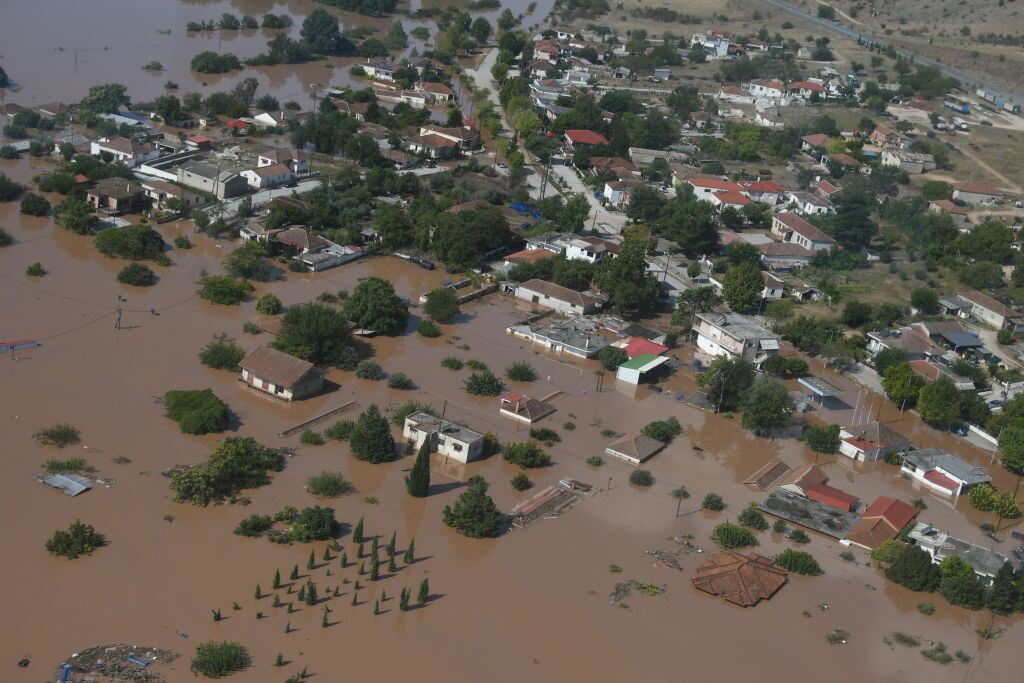 Graves inundaciones que dejan las lluvias sobre la zona de Tesalia en Grecia