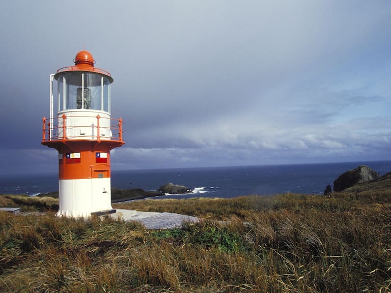 CHILE - MARCH 01: Expedition "Pacific" at Cape Horn In Chile In March, 1994 - Cape Horn Lighthouse. (Photo by Nicolas LE CORRE/Gamma-Rapho via Getty Images)
