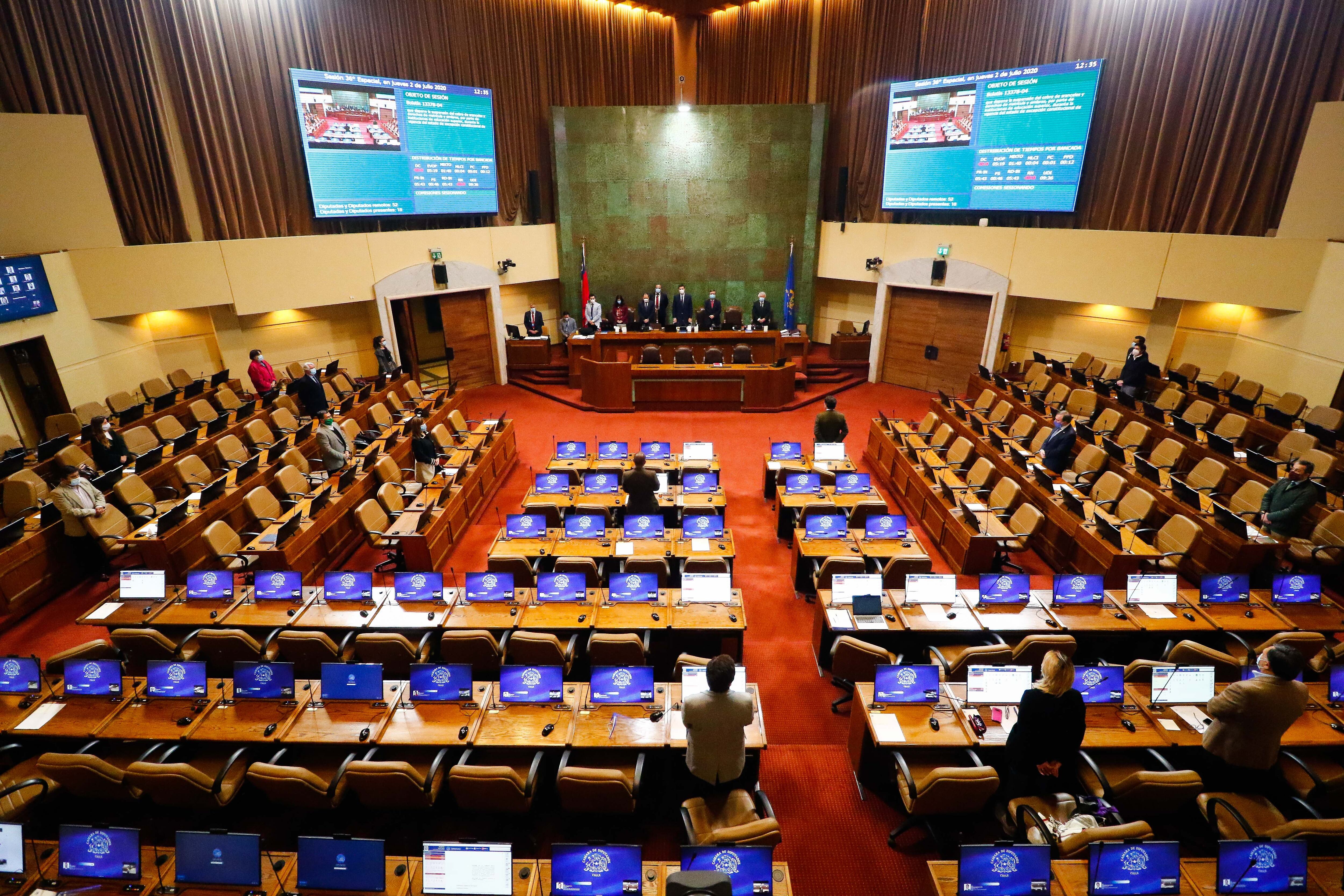 02 DE JULIO DE 2020/VALPARAISOVista general de la sesion de la Camara de Diputados, en medio de un minuto de silencio por la muerte de Angela Jeria, madre de la ex-presidenta Michelle Bachelet.
FOTO: LEONARDO RUBILAR CHANDIA/AGENCIAUNO