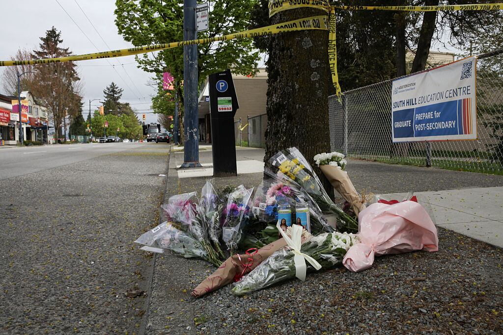 Flowers are left near the crime scene after a man drove a vehicle into pedestrians at the annual Lapu Lapu festival celebrating Filipino culture, in Vancouver, Canada, on April 27, 2025. Canadian police arrested a man on April 26 after a car plowed into a street party in the western city of Vancouver killing 11 people. Authorities said the incident happened shortly after 8:00 pm (0300 GMT Sunday) in Vancouver's Sunset on Fraser neighborhood as members of the Filipino community gathered to celebrate Lapu Lapu Day. The suspect acted deliberately and had a history of mental health problems, police said Sunday, warning the toll could rise. (Photo by Nav Rahi / AFP) (Photo by NAV RAHI/AFP via Getty Images)