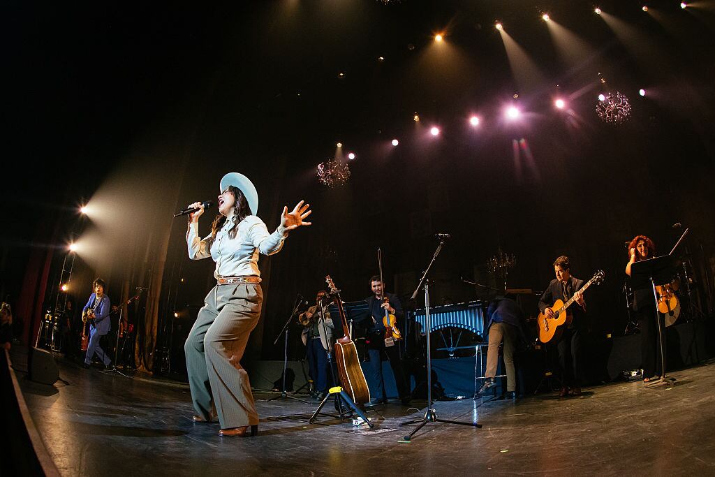 MONTERREY, MEXICO - MARCH 29: Carmen Ruiz, of Los Bunkers Chlean band, performs at Escenario GNP Seguros on March 29, 2025 in Monterrey, Mexico. (Photo by Medios y Media/Getty Images)