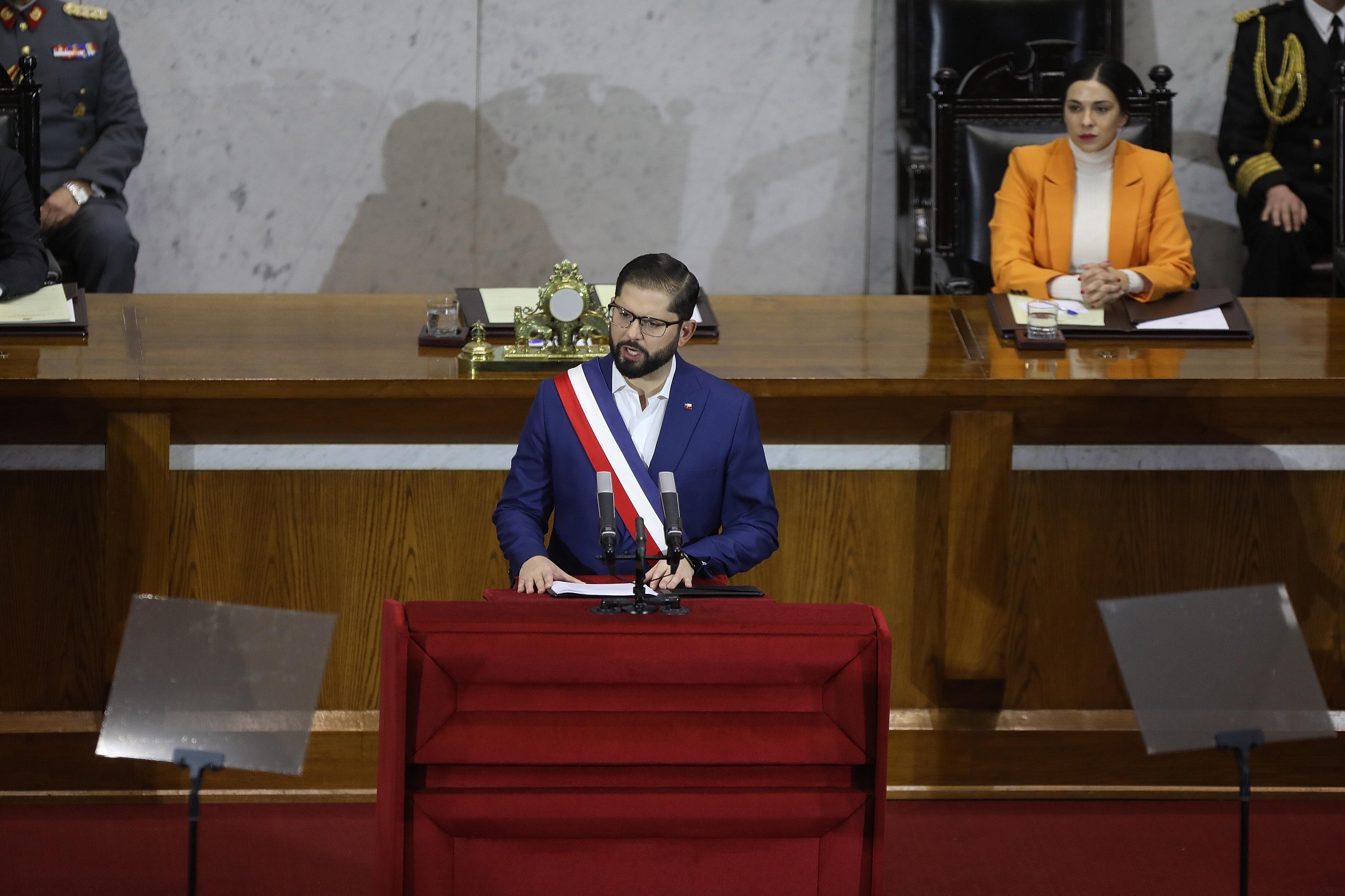 Agencia Uno | Gabriel Boric, Presidente de la República, durante la Cuenta Pública Presidencial 2024 que se realiza en el salón plenario del Congreso Nacional en Valparaíso.