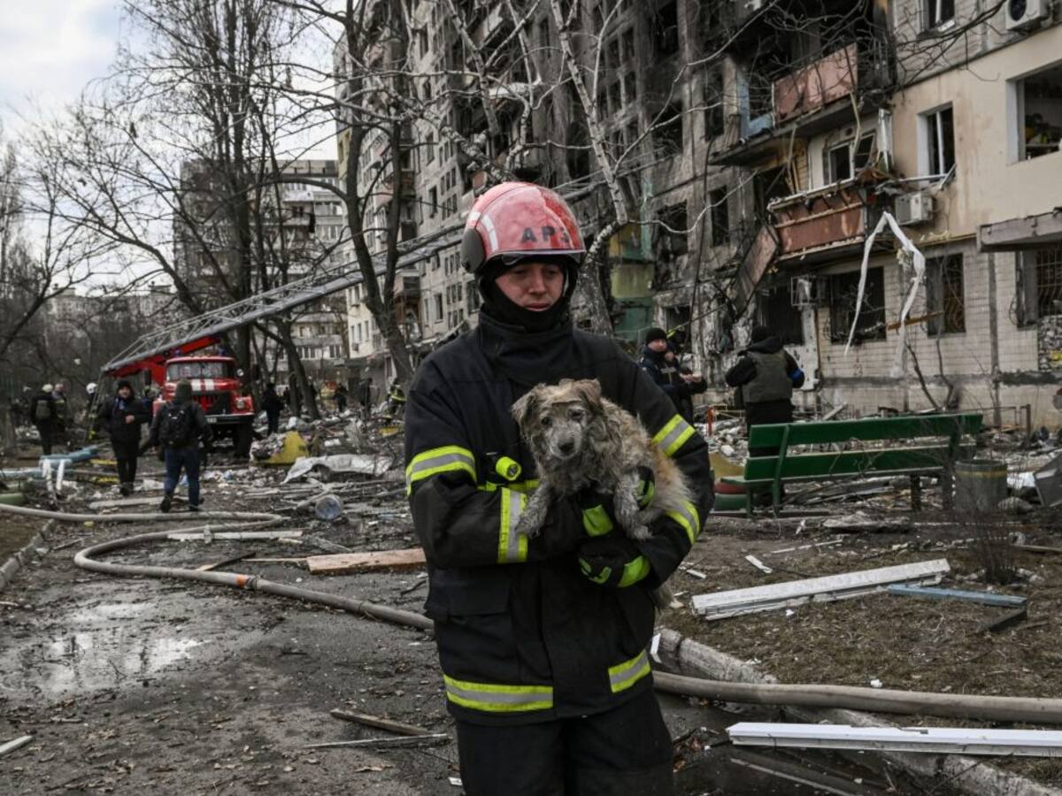 Video registra la caída de un misil en un sector residencial de Kiev