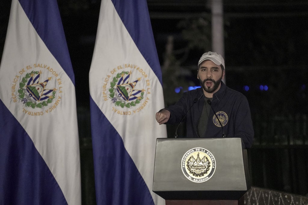 El gobernante salvadoreño Nayib Bukele en un acto en Santa Tecla